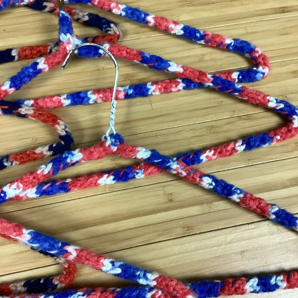 Vintage 1970s Set of 7 Crocheted Wire Hangers
